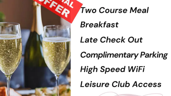 Enjoy bubbly prosecco, delicious meals, and luxurious amenities at Treacys Waterford Hotel's special Sunday offer.